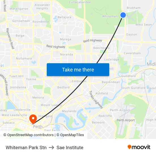 Whiteman Park Stn to Sae Institute map