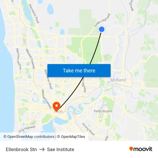 Ellenbrook Stn to Sae Institute map