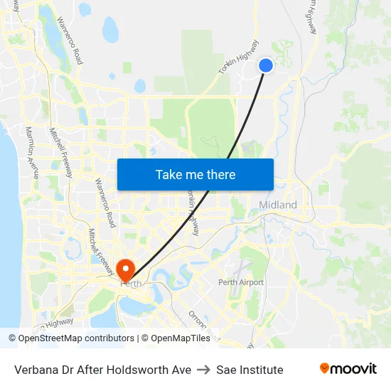 Verbana Dr After Holdsworth Ave to Sae Institute map