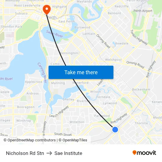 Nicholson Rd Stn to Sae Institute map