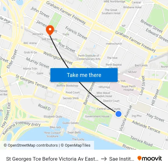 St Georges Tce Before Victoria Av Eastbound to Sae Institute map