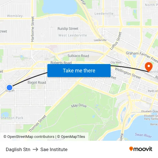 Daglish Stn to Sae Institute map