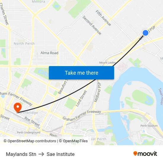 Maylands Stn to Sae Institute map