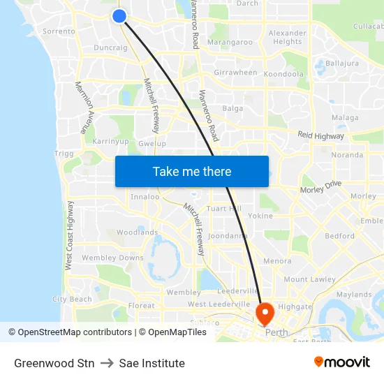 Greenwood Stn to Sae Institute map