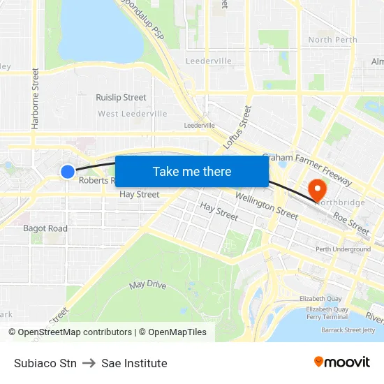 Subiaco Stn to Sae Institute map