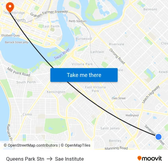 Queens Park Stn to Sae Institute map
