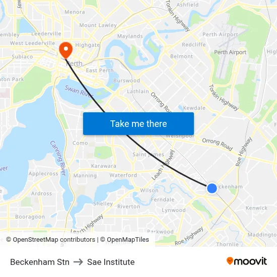 Beckenham Stn to Sae Institute map