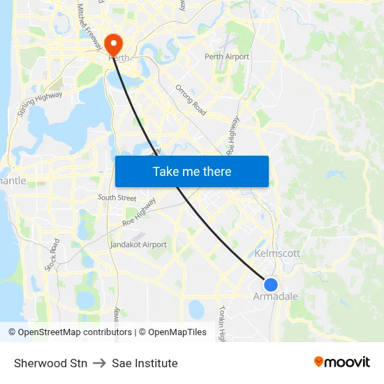 Sherwood Stn to Sae Institute map