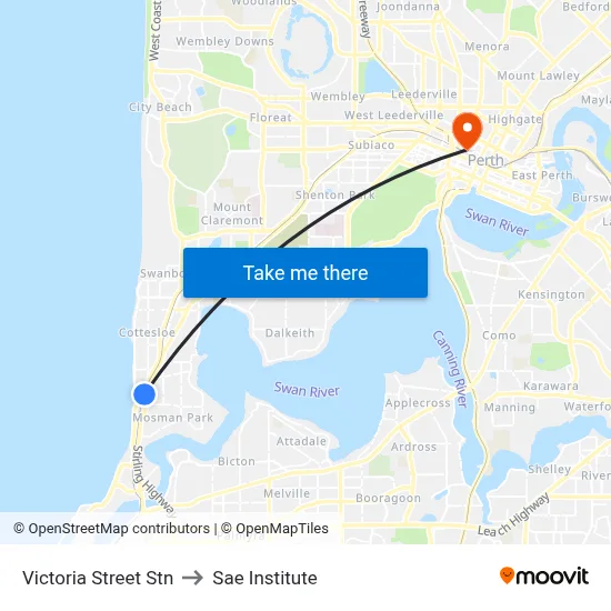 Victoria Street Stn to Sae Institute map