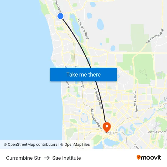 Currambine Stn to Sae Institute map