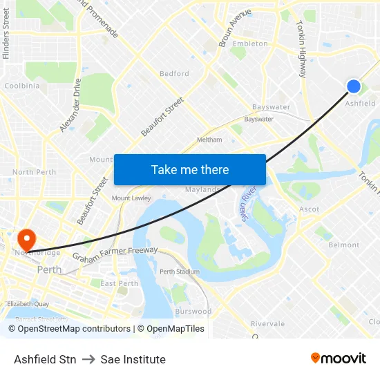 Ashfield Stn to Sae Institute map
