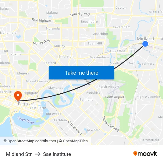 Midland Stn to Sae Institute map