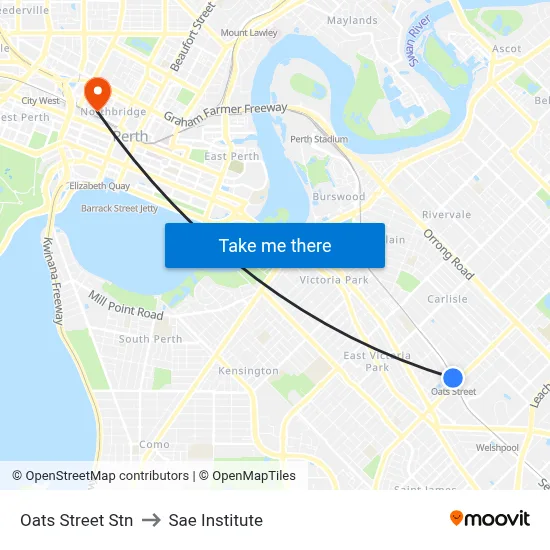 Oats Street Stn to Sae Institute map
