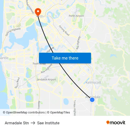 Armadale Stn to Sae Institute map