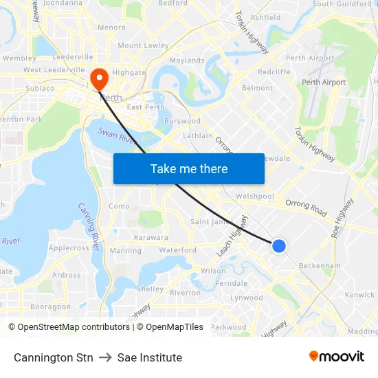 Cannington Stn to Sae Institute map
