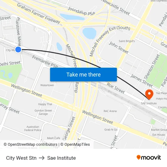 City West Stn to Sae Institute map