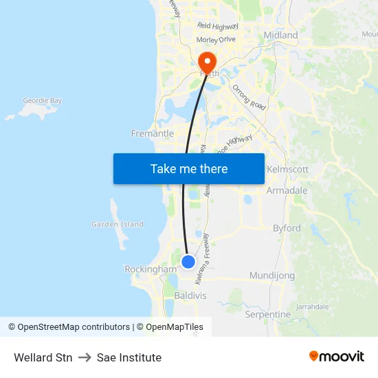 Wellard Stn to Sae Institute map