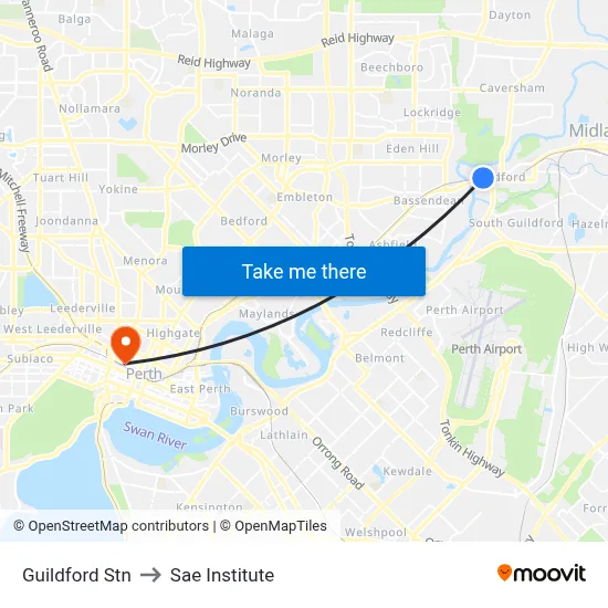 Guildford Stn to Sae Institute map