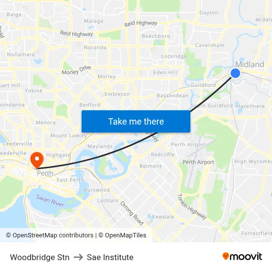 Woodbridge Stn to Sae Institute map
