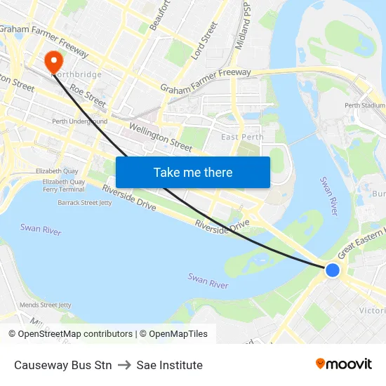 Causeway Bus Stn to Sae Institute map