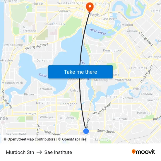 Murdoch Stn to Sae Institute map