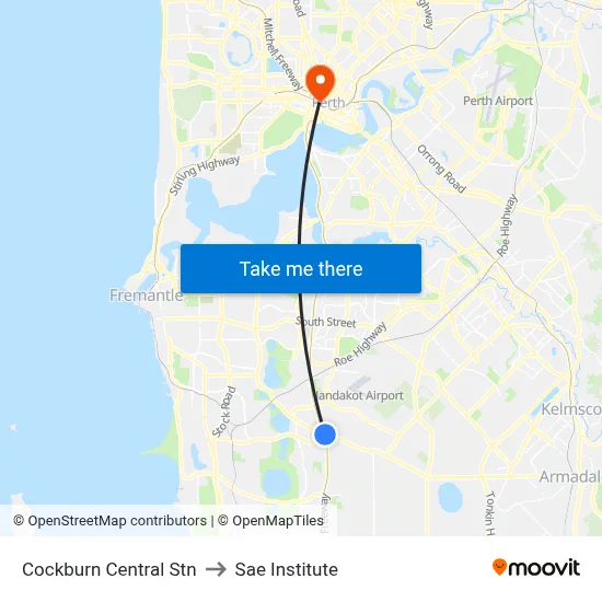 Cockburn Central Stn to Sae Institute map