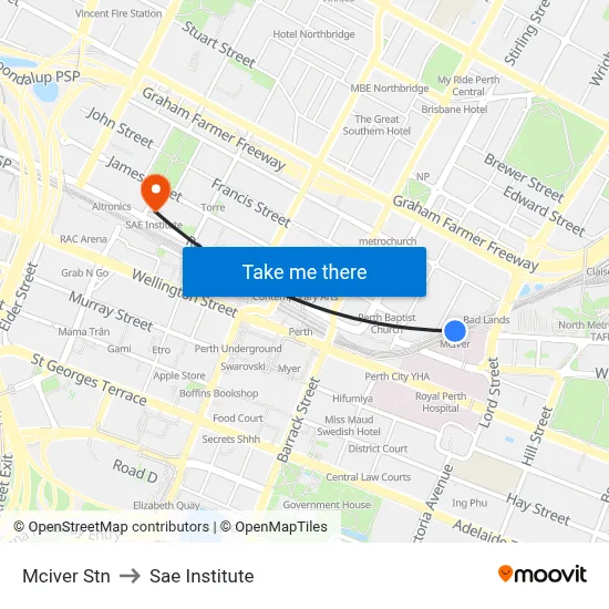 Mciver Stn to Sae Institute map