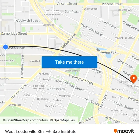 West Leederville Stn to Sae Institute map