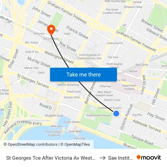 St Georges Tce After Victoria Av Westbound to Sae Institute map
