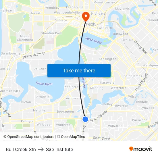 Bull Creek Stn to Sae Institute map