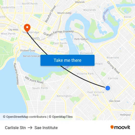 Carlisle Stn to Sae Institute map