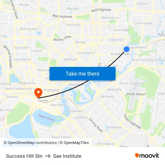 Success Hill Stn to Sae Institute map