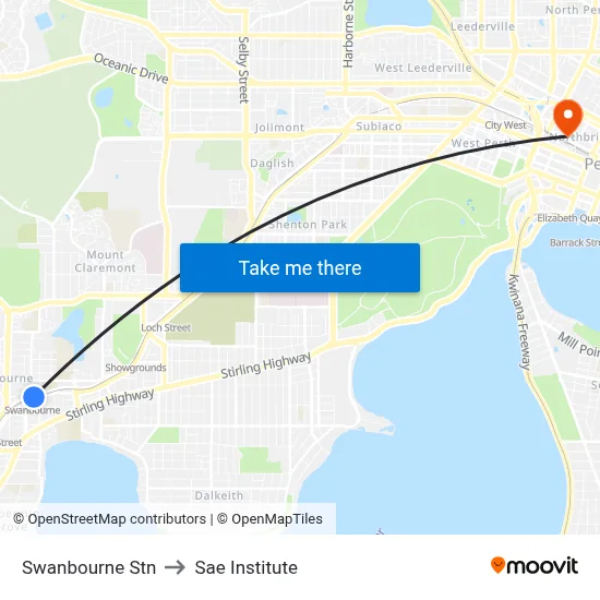 Swanbourne Stn to Sae Institute map