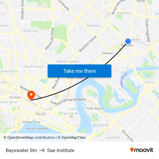 Bayswater Stn to Sae Institute map