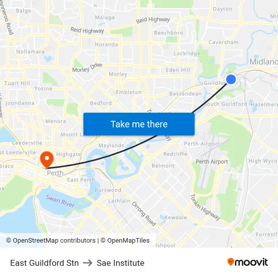 East Guildford Stn to Sae Institute map
