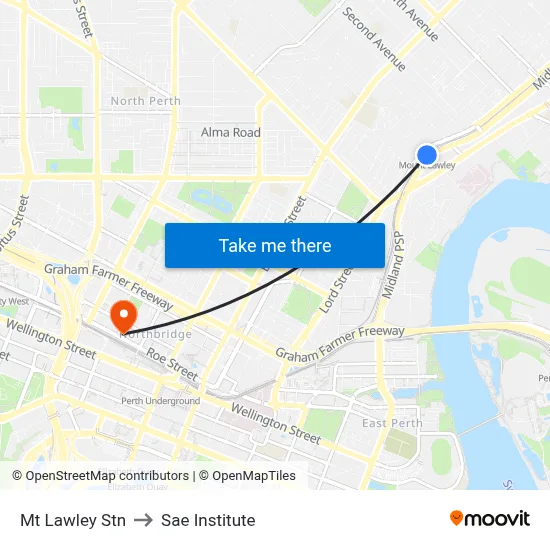 Mt Lawley Stn to Sae Institute map