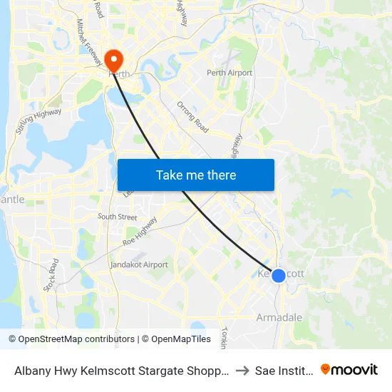 Albany Hwy Kelmscott Stargate Shopping Ctr to Sae Institute map