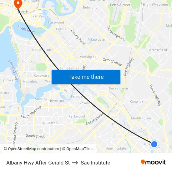 Albany Hwy After Gerald St to Sae Institute map