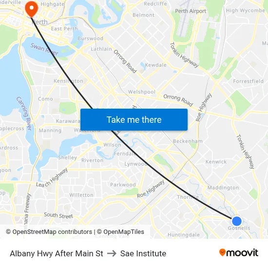 Albany Hwy After Main St to Sae Institute map