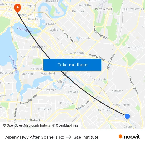 Albany Hwy After Gosnells Rd to Sae Institute map