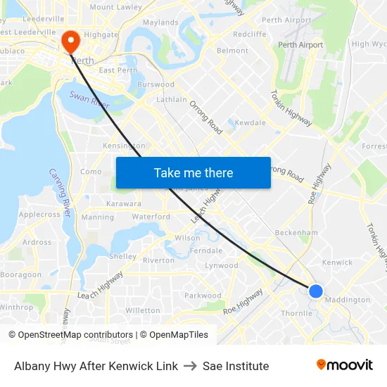 Albany Hwy After Kenwick Link to Sae Institute map