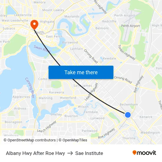 Albany Hwy After Roe Hwy to Sae Institute map