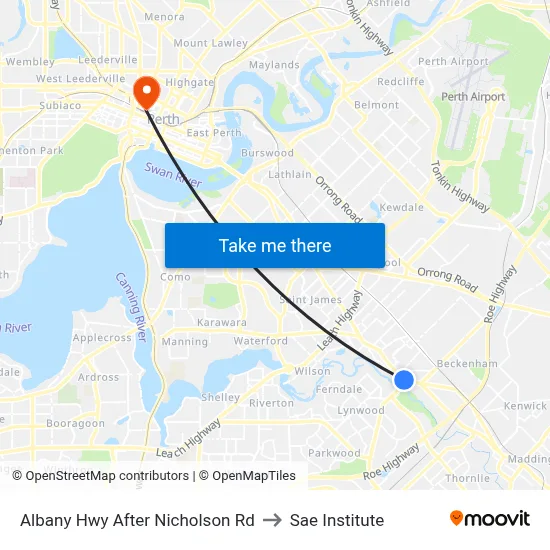 Albany Hwy After Nicholson Rd to Sae Institute map