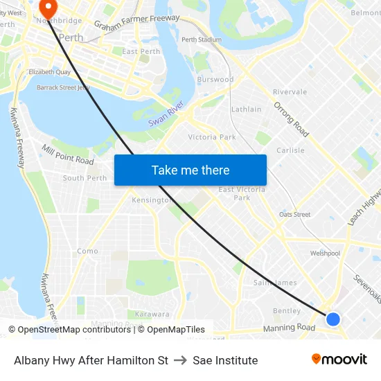 Albany Hwy After Hamilton St to Sae Institute map
