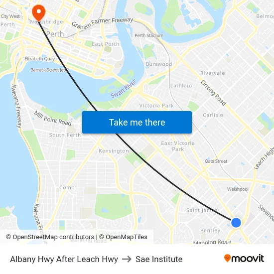 Albany Hwy After Leach Hwy to Sae Institute map