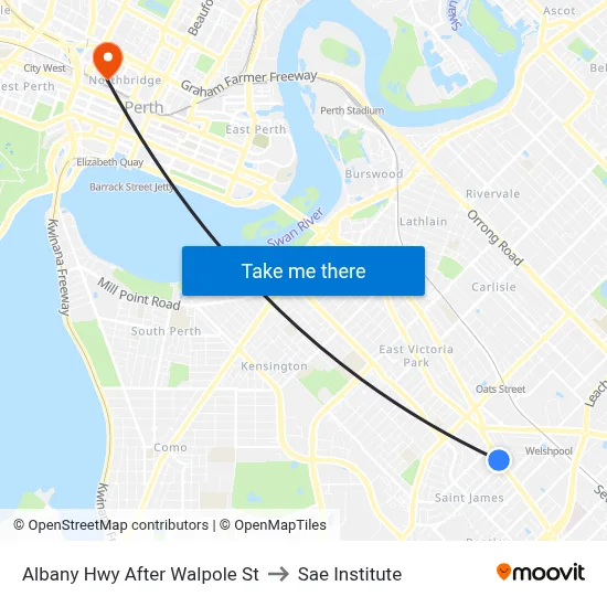 Albany Hwy After Walpole St to Sae Institute map
