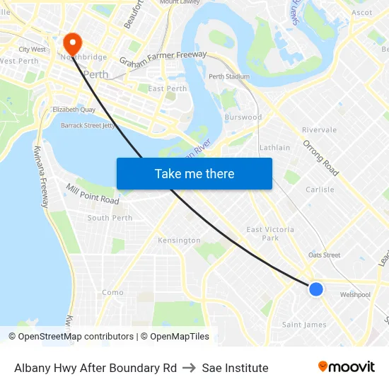 Albany Hwy After Boundary Rd to Sae Institute map