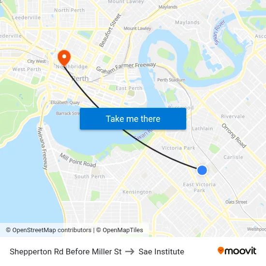 Shepperton Rd Before Miller St to Sae Institute map
