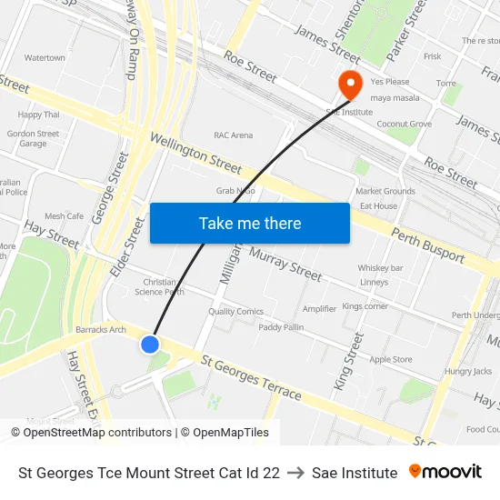 St Georges Tce Mount Street Cat Id 22 to Sae Institute map