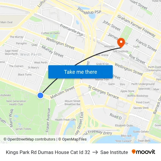 Kings Park Rd Dumas House Cat Id 32 to Sae Institute map